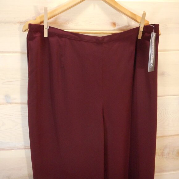 Norton McNaughton Womens plus size 1X Wide Leg Dress Pants Vintage NWT Burgundy - Picture 2 of 9